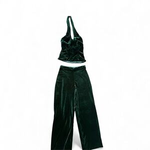 Revelry Deep Green Velvet Jumpsuit
